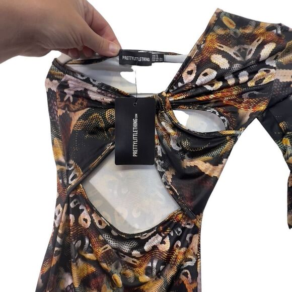NEW with tags Pretty little things off shoulder snakeskin bodycon dress size 4 - Picture 8 of 13